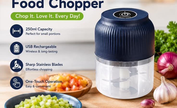 250ml Mini Wireless USB Rechargeable Electric Food Chopper | Portable Garlic & Vegetable Cutter