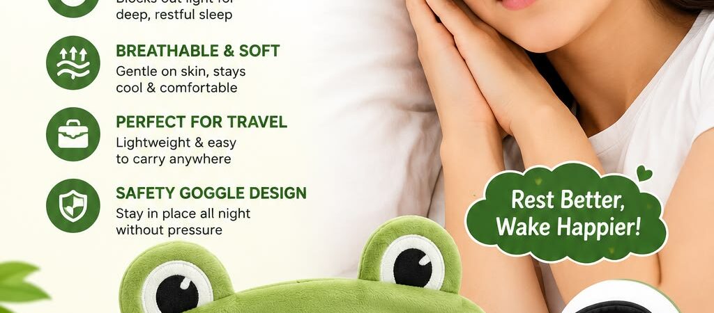 Cute Frog Sleep Eye Mask – Soft Light Blocking Travel Sleep Mask