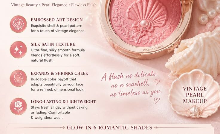 🌸 Flower Knows Shells Jewel Blusher | Embossed Silk Satin Vintage Blush – 3% OFF