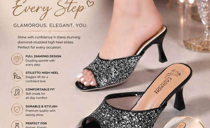 ✨ Sparkle Diamond High Heel Slides | Glamorous Open Toe Stiletto Sandals