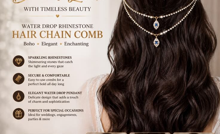 π° Elegant Bridal Hair Chain Comb | Water Drop Rhinestone Wedding Headpiece for Brides