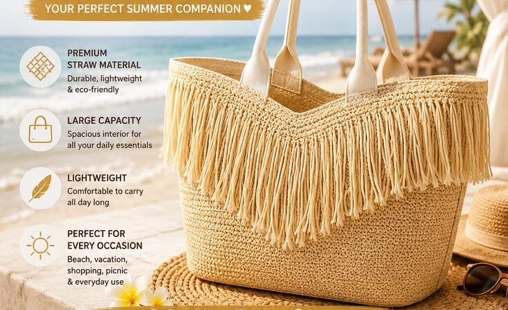 Bohemian Fringe Straw Tote Bag | Large Capacity Summer Beach Handbag for Women