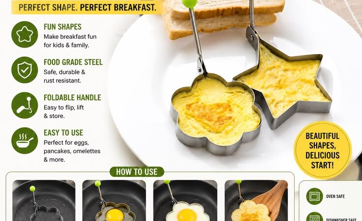 Stainless Steel Egg & Pancake Mold Ring for Fun Breakfast Shapes
