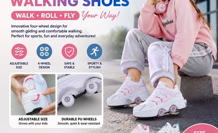SEO Title: 2026 Adjustable Four-Wheel Roller Shoes for women– Inline Skate Walking Sneakers