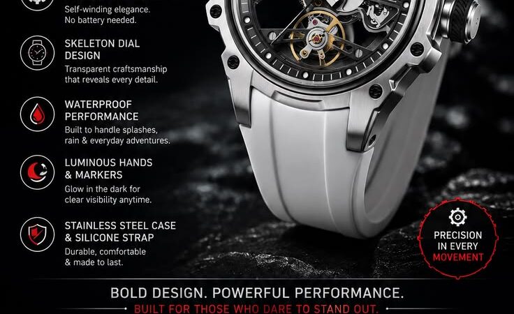 MEGIR Skeleton Automatic Watch | Luxury Mechanical Waterproof Men’s Wristwatch