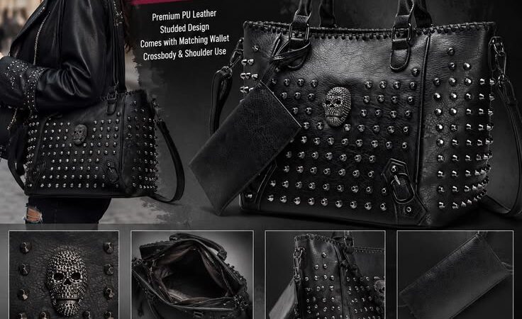ЁЯЦд Annmouler Rivet Skull Handbag | Punk Style Studded PU Leather Crossbody Shoulder Bag with Wallet
