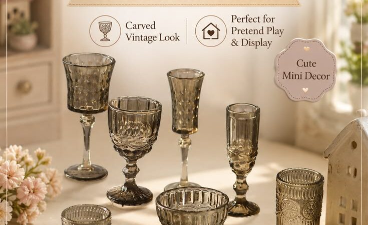 7-Piece Miniature Glassware Set for Dollhouses