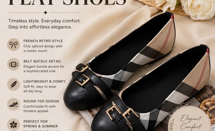 ✨ Elevate your everyday style with these French Retro Ballet Flats. Designed with a chic plaid
