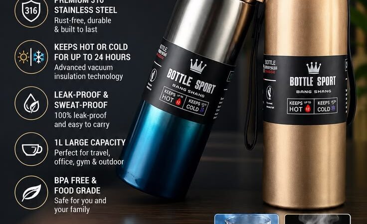 🌡️ Keep Your Drinks Hot or Cold Anytime, Anywhere! Stay refreshed on the go with this 1L Premium