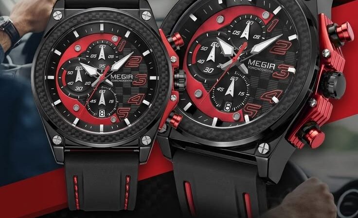 ⌚️ Striking Red & Black: Megir Men’s Chronograph Quartz Watch