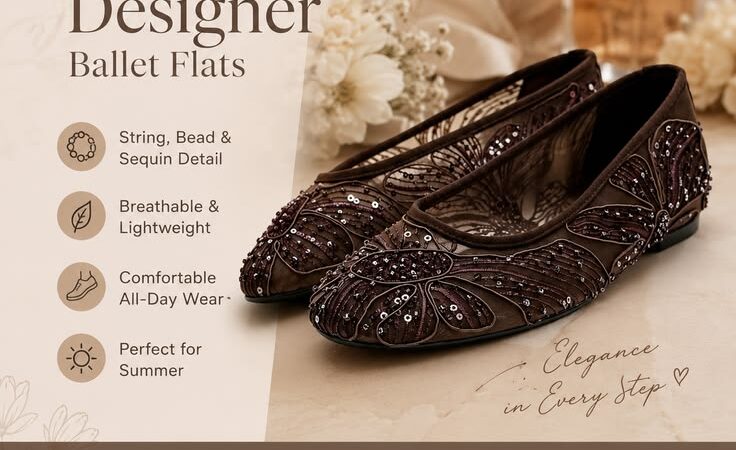 Luxury Designer Ballet Flats for Women | Breathable Beaded Mary Jane Summer Loafers
