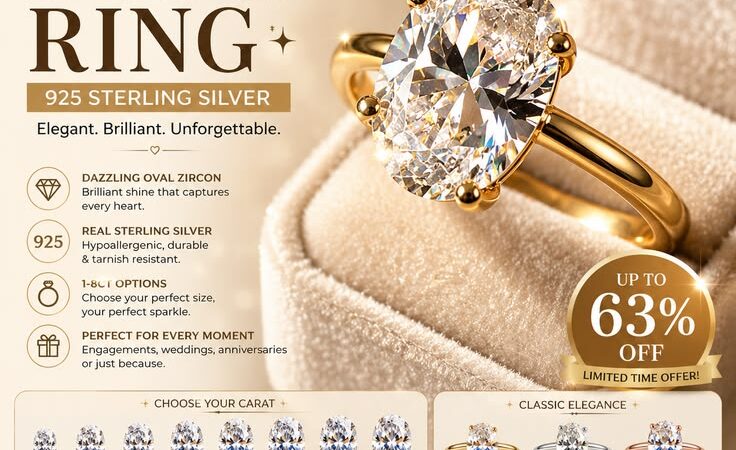 ✨ Make every moment unforgettable with this stunning 925 Sterling Silver Oval Zircon Ring.