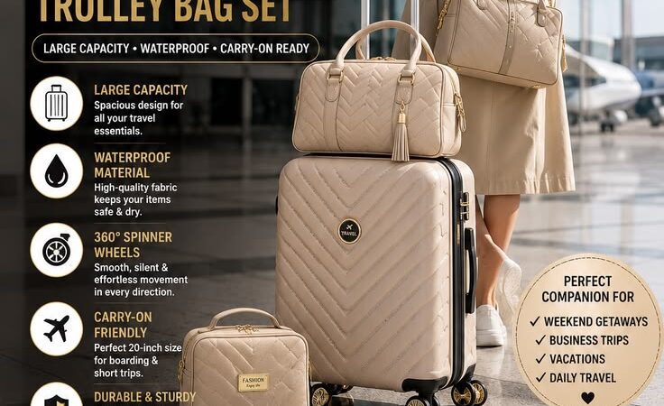 20-Inch Women’s Trolley Bag Set | Large Capacity Waterproof Carry-On Luggage