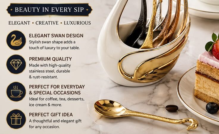 Luxury Swan Coffee Spoon Set | Elegant Nordic Dessert & Tea Tableware for Kitchen & Home