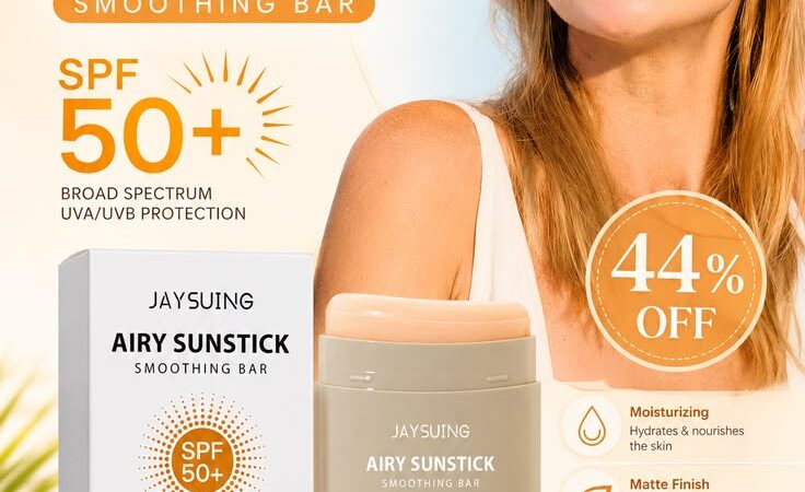 JAYSUING Airy Sunstick SPF 50+ – Waterproof Matte Sunscreen for Face & Body, 44% Off