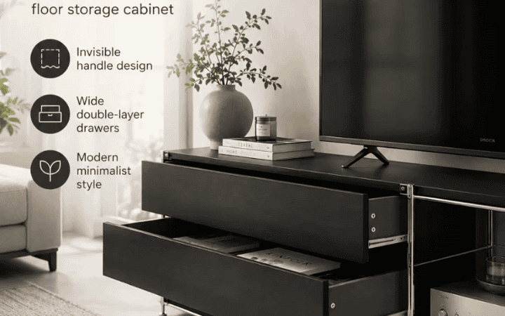 Modern Liangpin TV Cabinet | Stylish Double-Layer Storage