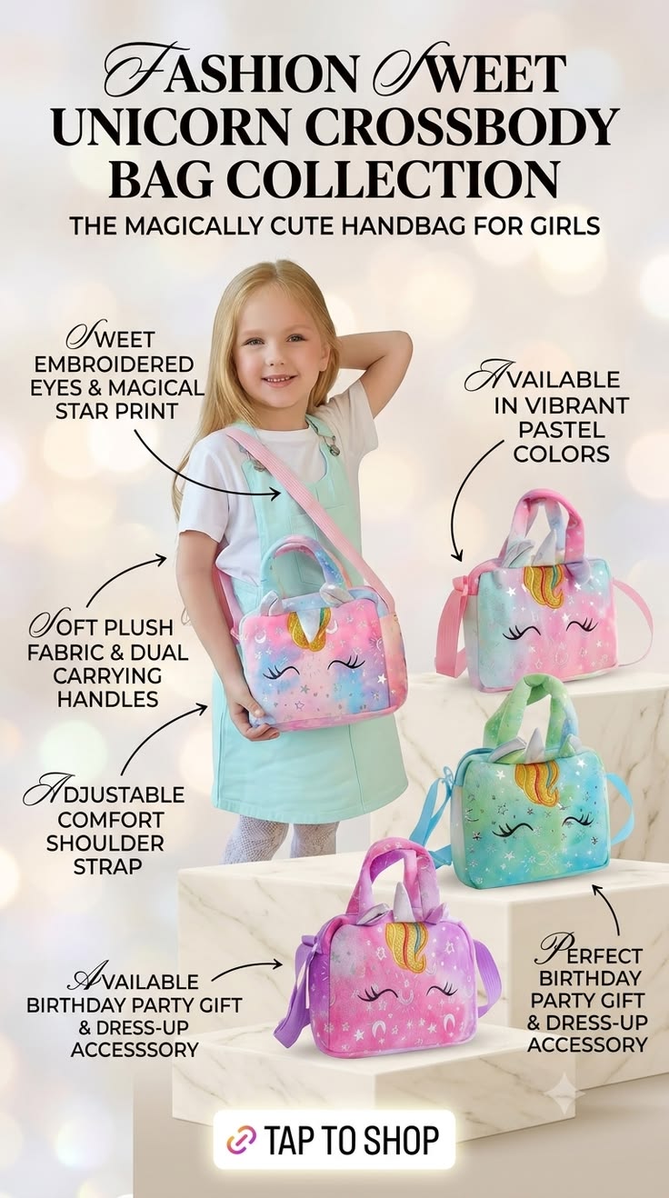 Sweet Unicorn Handbag for Girls | Cute Kids Crossbody Birthday Gift 🦄✨