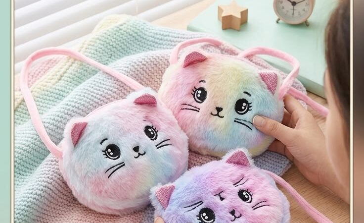 Mini Rainbow Cat Plush Purse for Girls | Cute Gift Idea 🌈🐱