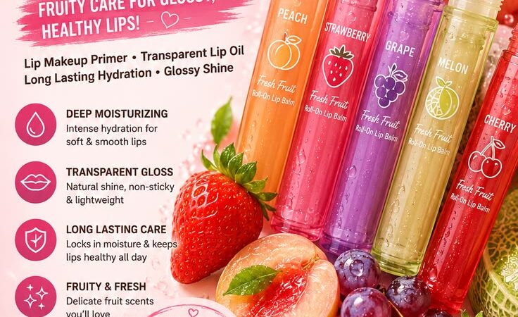 Fresh Fruit Roll-On Lip Balm 🍓 | Hydrating Glossy Lip Care