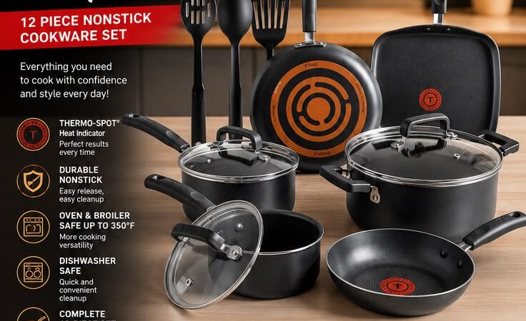T-Fal Signature 12-Piece Nonstick Cookware Set – Upgrade Your Cooking Style 🍳✨