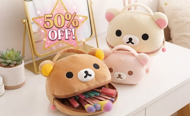 Cute Bear Plush Makeup Bag | Portable Cosmetic Organizer