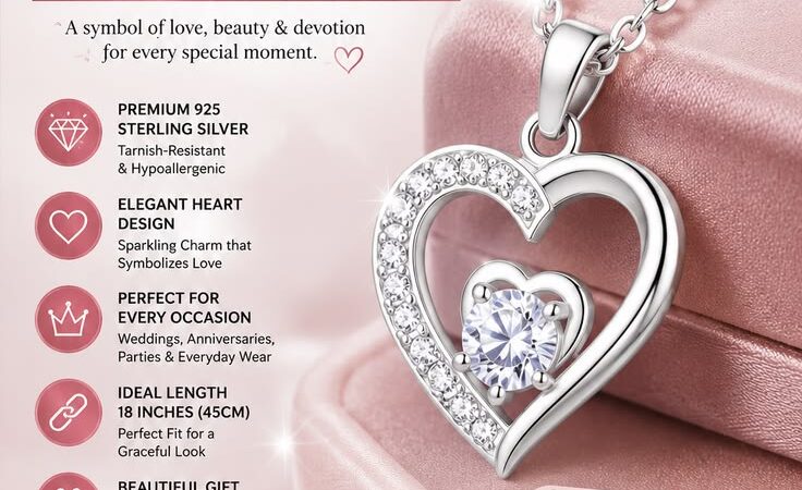 925 Sterling Silver Heart Charm Necklace | Elegant Luxury Jewelry for Women ✨
