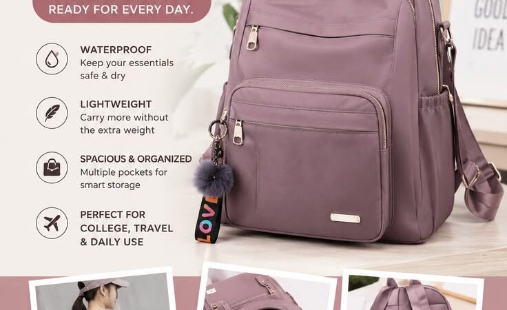 Fashion Daypack for Women – Stylish Waterproof Nylon Backpack for College, Travel & Everyday Use