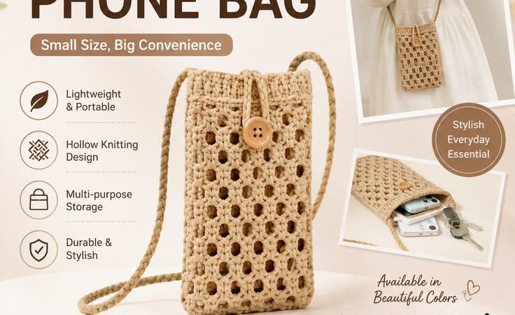 Knitted Phone Crossbody Bag – Cute Lightweight Everyday Mini Bag