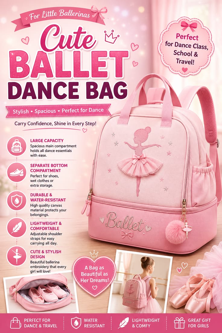 Cute Pink School Backpack for Girls | Lightweight Book Bag for Kids, Teens & Women 🎒💖