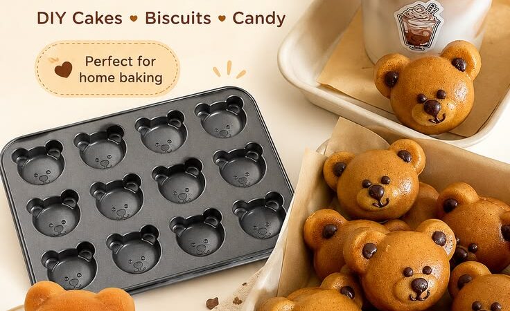 Cute Bear Baking Mold – Non-Stick Carbon Steel Cake & Biscuit Pan