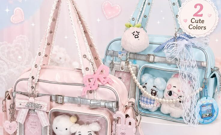 Kawaii Bowknot Ita Bag with Clear Display Pocket