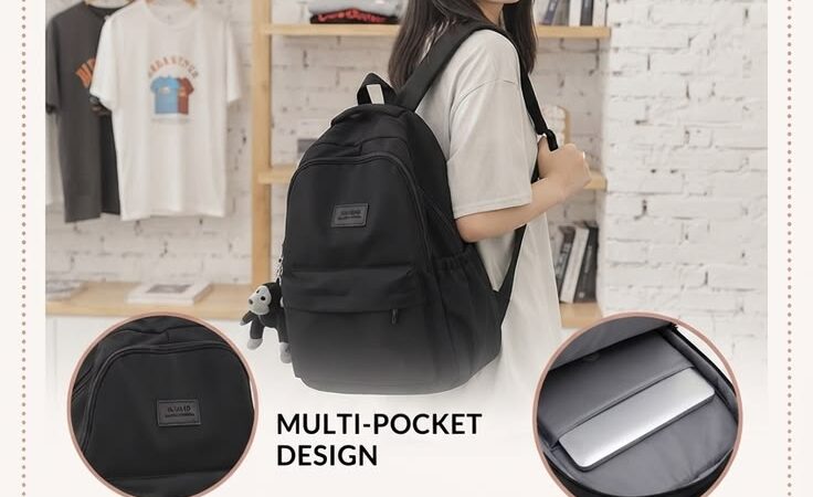 ✨ Essential Campus Backpack: Sleek, Multi-Pocket & Laptop-Ready! 🎒🖤