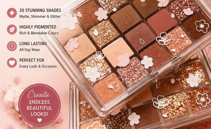 20-Color Eyeshadow Palette – Korean-Inspired Beauty Makeup
