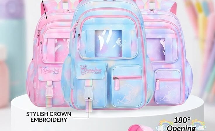 Cute Pastel Girl’s School Backpack | 180Β° Side-Open Large Capacity ππ