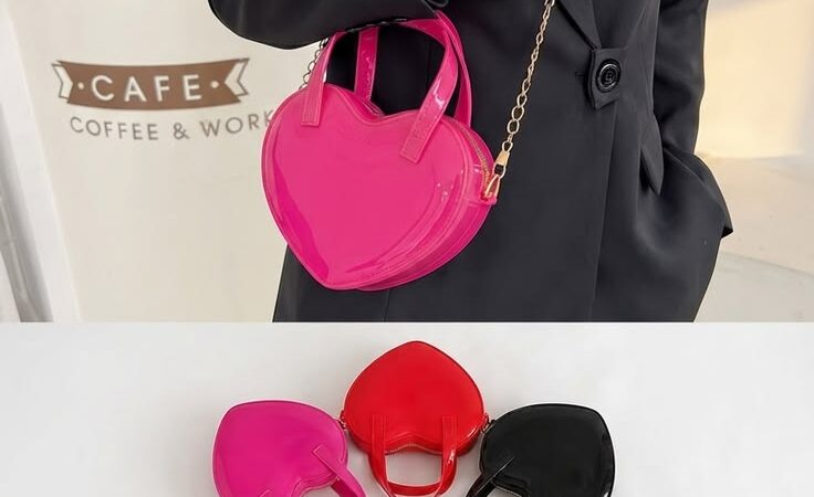 Catchy & Trendy): 💖 Love at First Sight! Glossy Heart-Shaped Kawaii Crossbody Bag