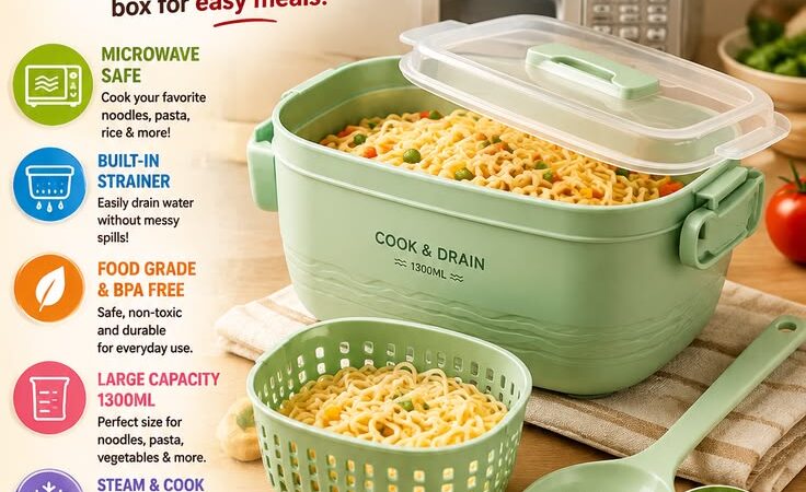 1300ML Microwave Noodle Cooker with Strainer | Pasta & Food Steamer | Up to 55% Off