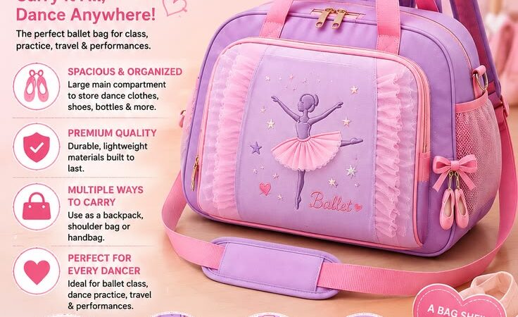 Ruoru Girls Ballet Dance Bag | Cute Pink & Purple Ballerina Backpack for Kids ππ©°