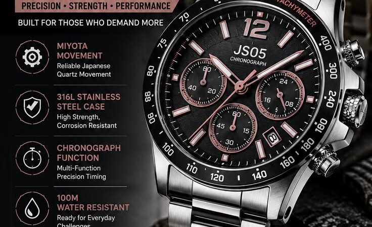⌚ JS05 Chronograph Watch – Miyota Movement Military Stainless Steel Men’s Watch