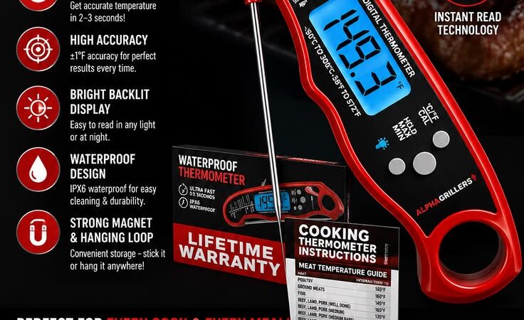 Alpha Grillers Instant Read Meat Thermometer – Fast & Accurate Cooking Tool 🌡️🔥