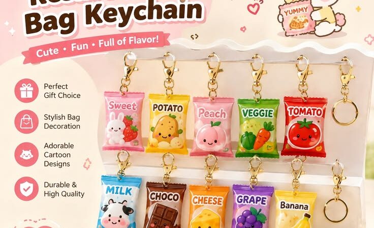 10PCS Cute Cartoon Food Resin Bag Keychains 🍓✨