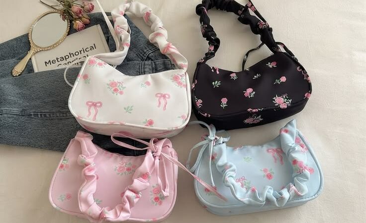 ๐ Sweetest Coquette Aesthetic: Flower & Bow Print Handbags (4 Colors)