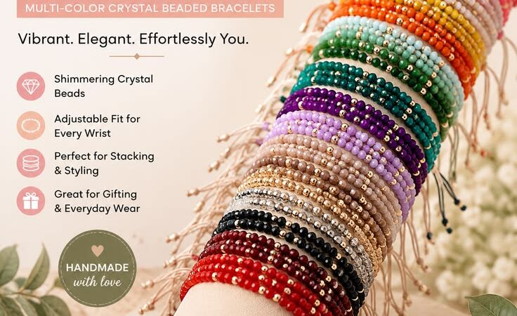 Multi-Color Crystal Beaded Bracelet | Elegant Adjustable Women’s Fashion Jewelry