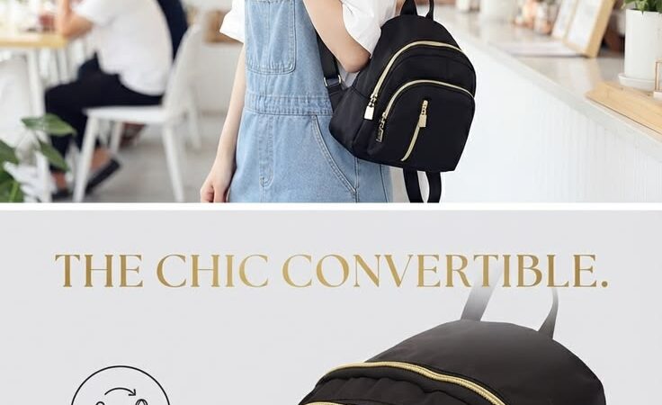 (Catchy & Trendy): ✨ Chic Black Nylon Mini Backpack | Cute Convertible Travel Purse