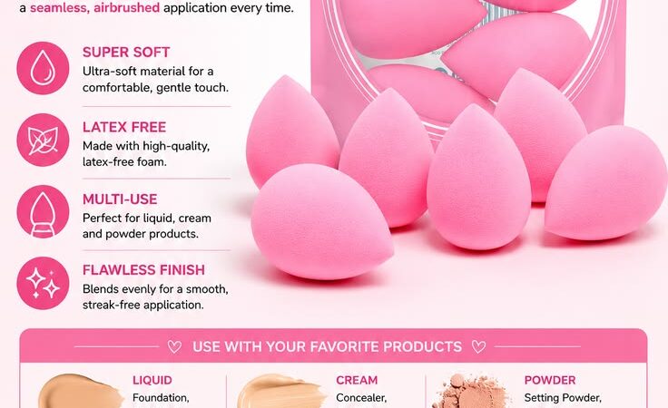 AOA Studio Paw Paw Wonder Blender Makeup Sponge Set – 6pc Latex-Free Beauty Blenders