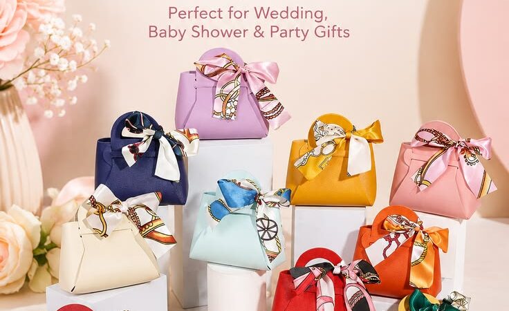 40-Piece Leather Candy Bags with Ribbon for Parties