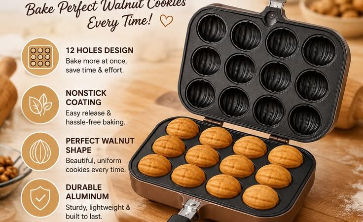 12-Hole Walnut Cookie Maker Mold | Nonstick Baking Tool | Up to 63% Off