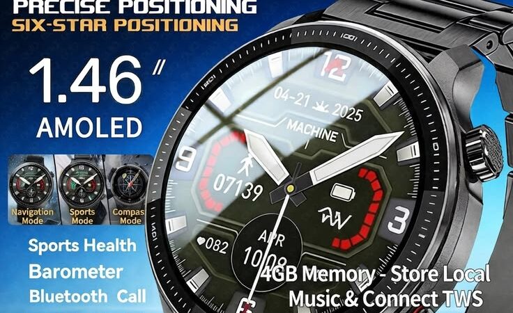 2026 New GPS Smart Watch: 4GB Memory, 1.46″ AMOLED & 500mAh Battery Ultimate Outdoor Sports Smartwa