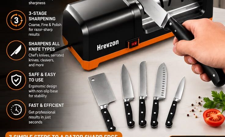 Electric Knife Sharpener β 3-Stage Diamond Abrasive Knife Sharpening System πͺβ‘