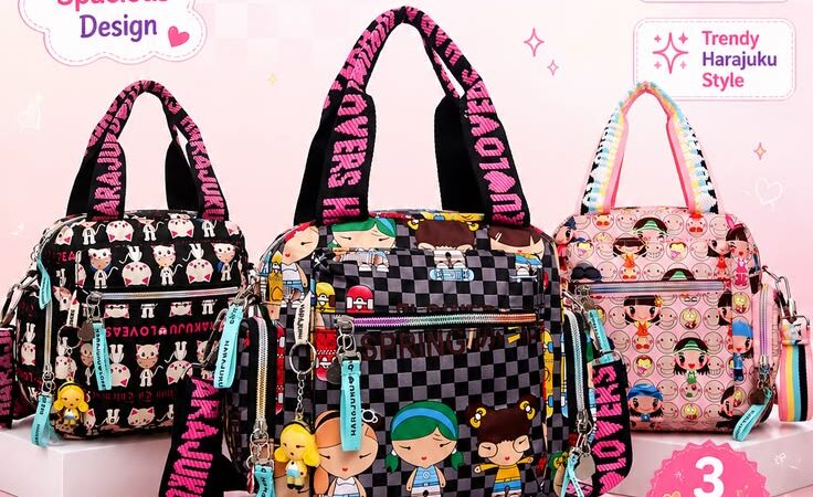 Cute Cartoon Oxford Shoulder Bag for Women & Girls