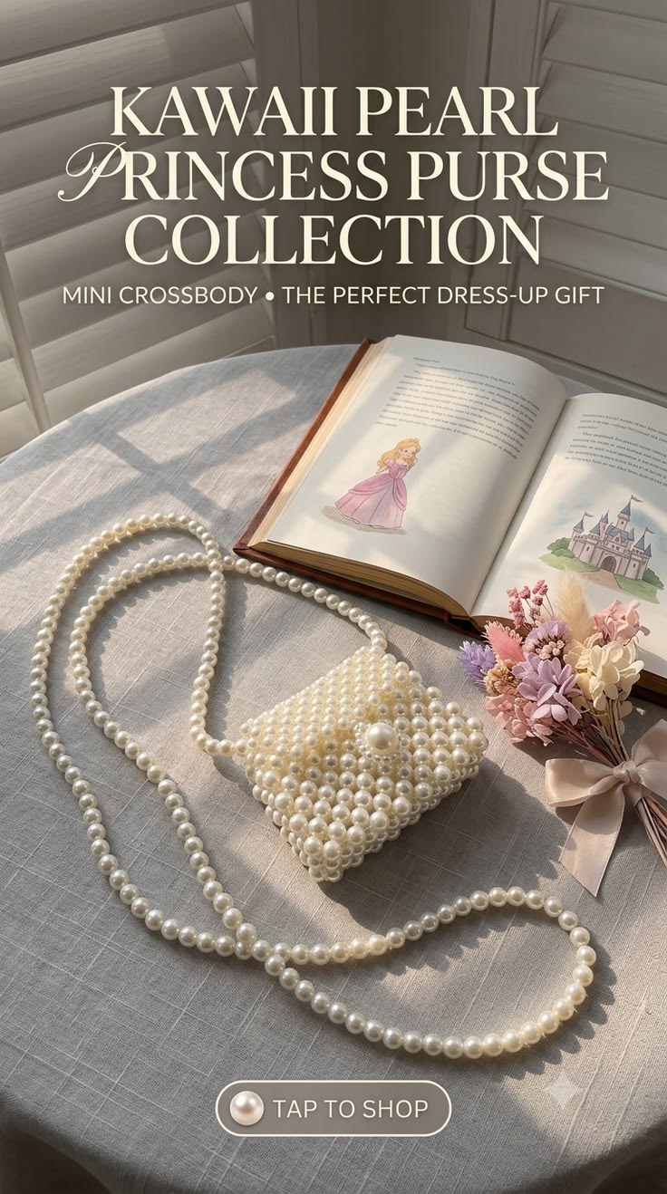 Kawaii Pearl Crossbody Purse for Girls | Princess Coin Wallet 👑✨
